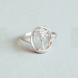 925 Sterling Silver Tree of Life Palm Tree Open Tree Ring Botanic Ring for Her